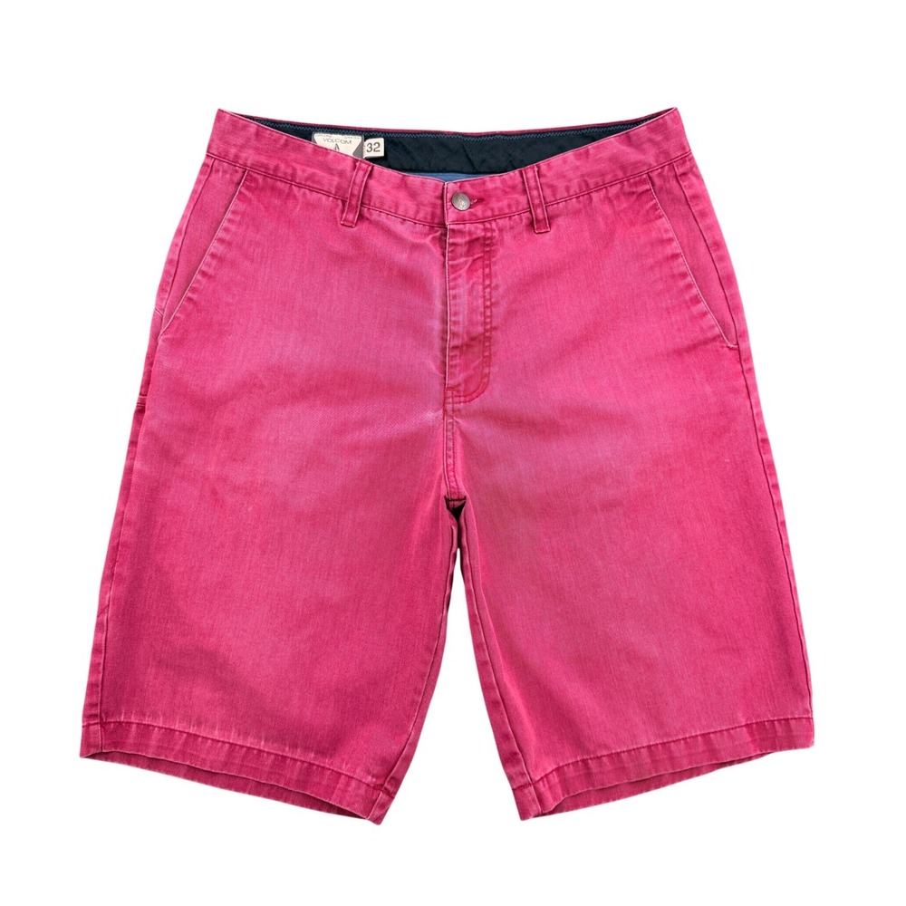 Volcom Frickin Modern Fit Chino Shorts Magenta Pink Skate 5 Pockets Mens Sz 32